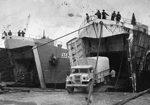 Unloading from LST's
