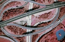 False colour infra red aerial photograph
